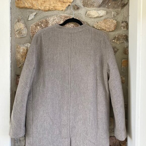 NOTHING WRITTEN COLLARLESS LAMBSWOOL COAT in Oatmeal Women's Medium MSRP $665 - Picture 10 of 12
